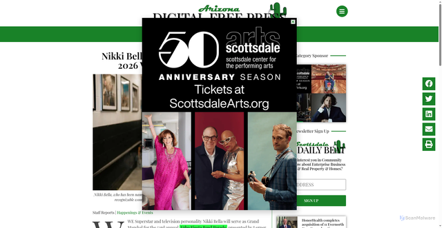 Security scan screenshot of https://arizonadigitalfreepress.com/nikki-bella-named-grand-marshal-for-2026-vrbo-fiesta-bowl-parade/