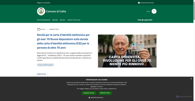 Security scan screenshot of https://www.comune.collio.bs.it