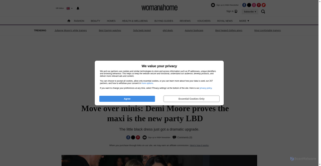Security scan screenshot of https://www.womanandhome.com/fashion/fashion-news/demi-moore-lbd-long-black-dress/