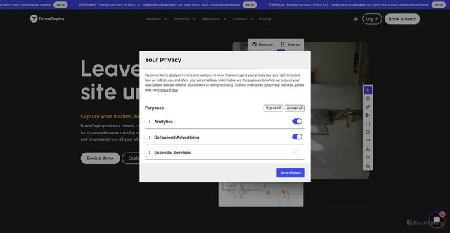 Security scan screenshot of https://dronedeploy.com