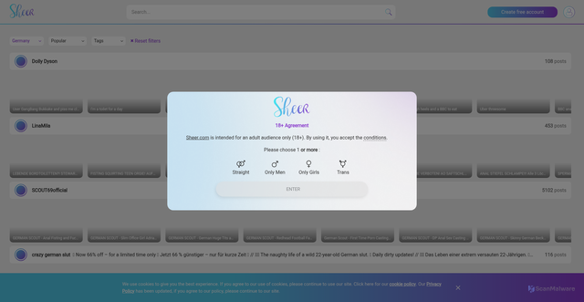 Security scan screenshot of https://sheer.com