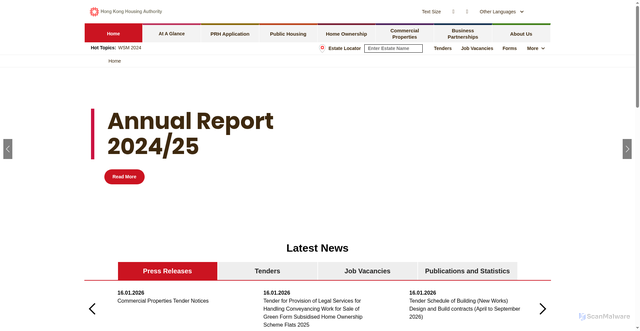 Security scan screenshot of https://housingauthority.gov.hk