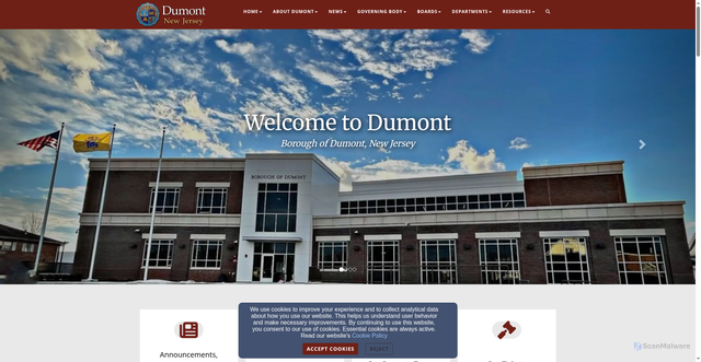 Security scan screenshot of https://www.dumontnj.gov/