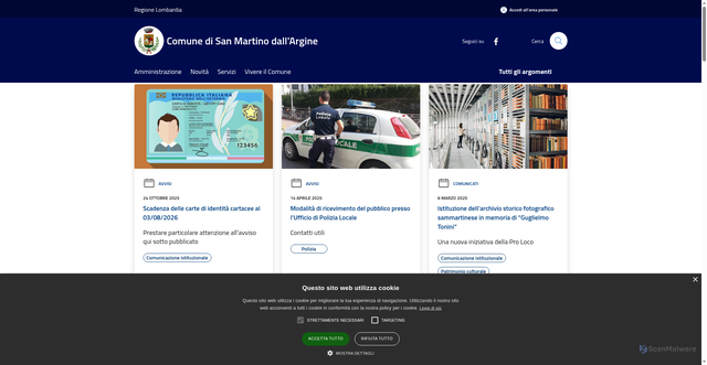 Security scan screenshot of https://www.comune.sanmartinodallargine.mn.it/it