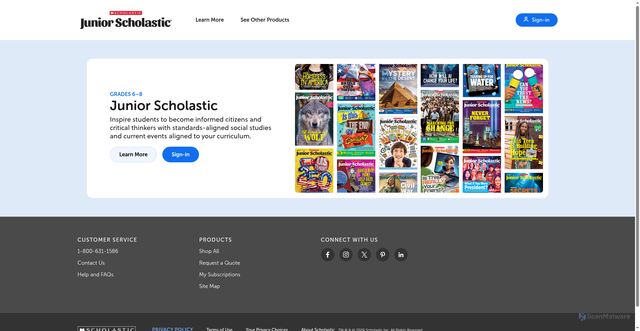 Security scan screenshot of https://junior.scholastic.com