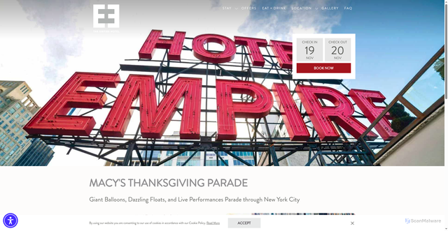 Security scan screenshot of https://www.empirehotelnyc.com/calendar-of-events/macy-s-thanksgiving-parade