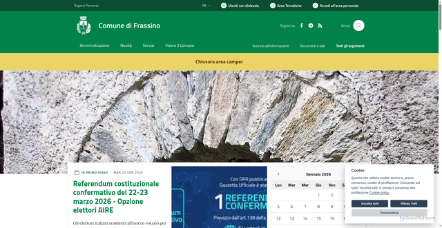 Security scan screenshot of https://www.comune.frassino.cn.it/