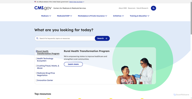 Security scan screenshot of https://www.cms.gov/