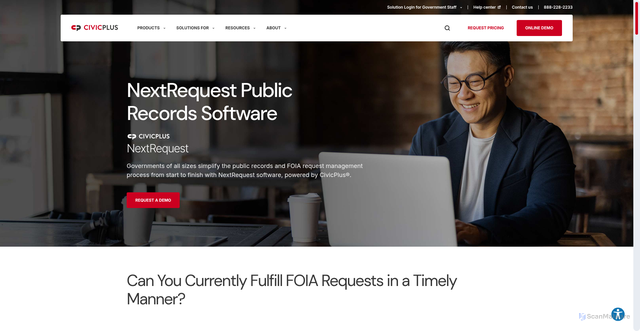 Security scan screenshot of https://nextrequest.com