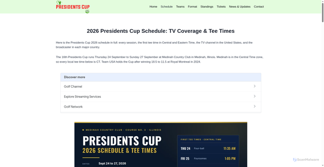Security scan screenshot of https://presidentscupinfo.com/schedule/