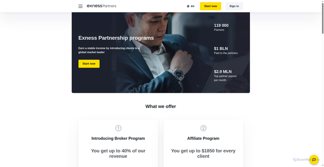 Security scan screenshot of https://exness.partners/