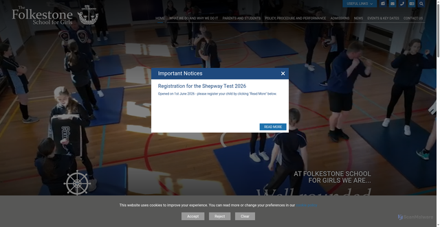 Security scan screenshot of http://www.folkestonegirls.kent.sch.uk