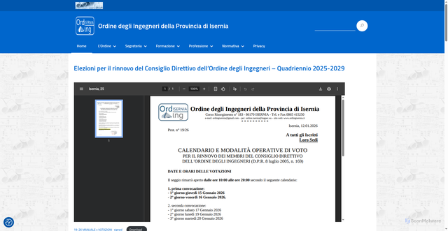 Security scan screenshot of https://www.ordingisernia.it/
