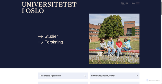 Security scan screenshot of https://www.uio.no