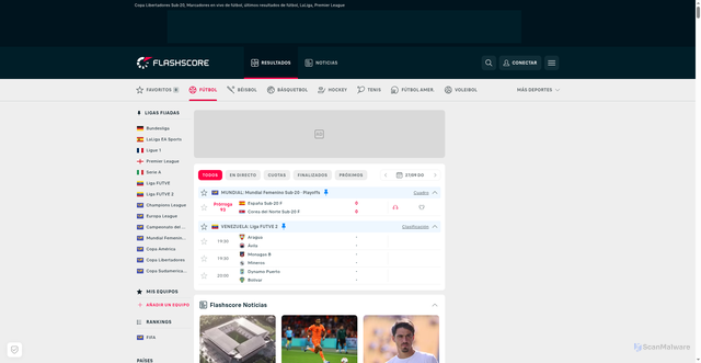 Security scan screenshot of https://flashscore.com.ve