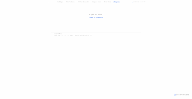 Security scan screenshot of https://cjhanalytics.com/player?q=%27%20+%20encodeURIComponent(m.n)%20+%20%27&t=%27%20+%20encodeURIComponent(m.t%20%7C%7C%20%27%27)%20+%20%27