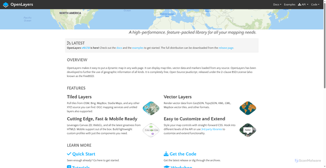 Security scan screenshot of https://openlayers.org/