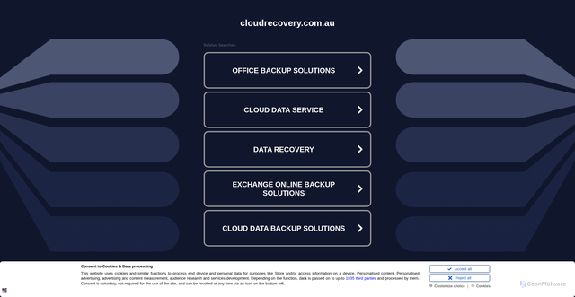 Security scan screenshot of https://www.cloudrecovery.com.au