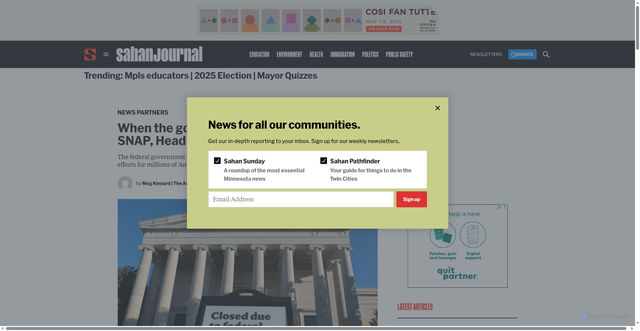 Security scan screenshot of https://sahanjournal.com/news-partners/ap-us-government-shutdown-timeline/