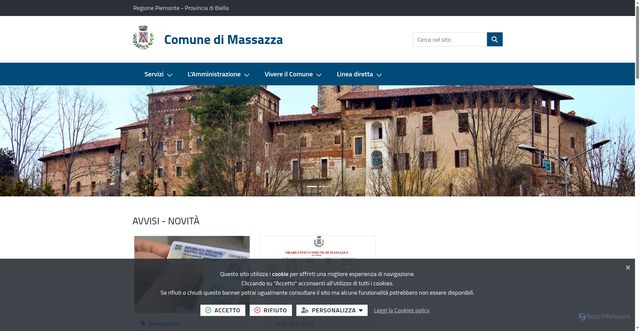 Security scan screenshot of https://www.comune.massazza.bi.it/it-it/home