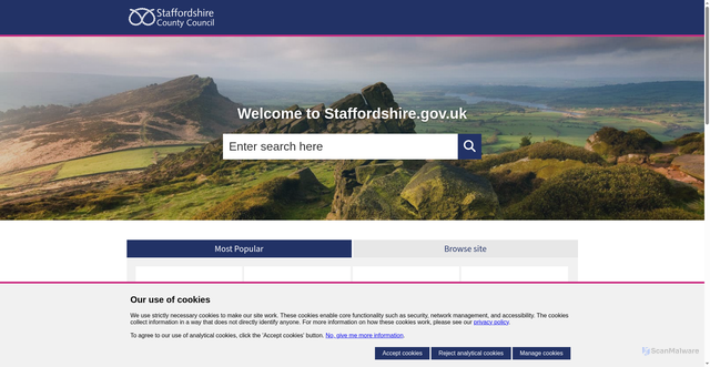 Security scan screenshot of https://www.staffordshire.gov.uk/Homepage.aspx