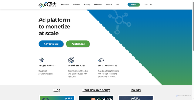 Security scan screenshot of https://exoclick.com