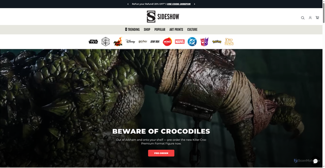 Security scan screenshot of https://www.sideshow.com