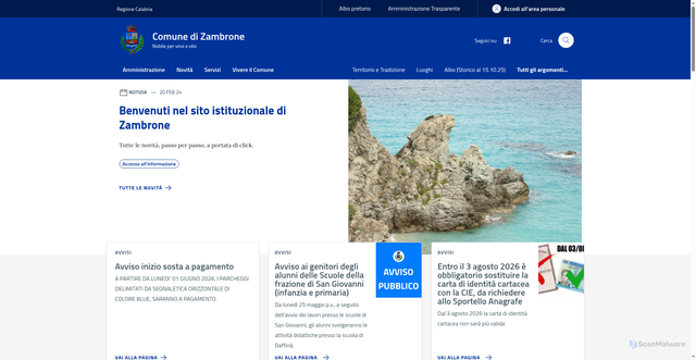 Security scan screenshot of https://www.comune.zambrone.vv.it