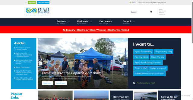 Security scan screenshot of https://www.kaipara.govt.nz/