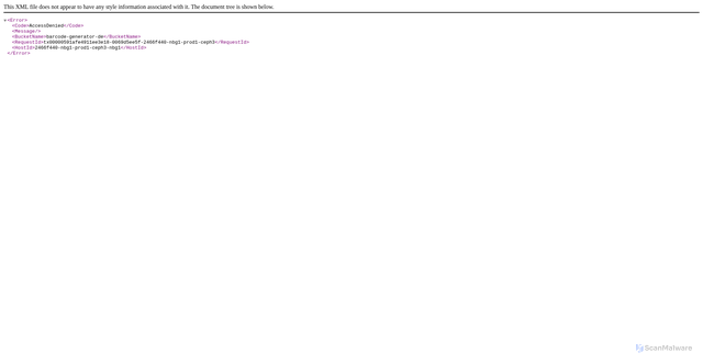 Security scan screenshot of https://barcode-generator-de.nbg1.your-objectstorage.com