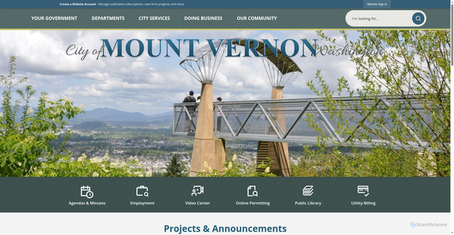Security scan screenshot of https://mountvernonwa.gov/