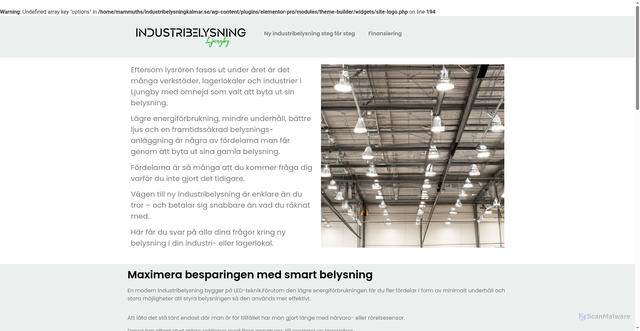Security scan screenshot of https://industribelysningljungby.se