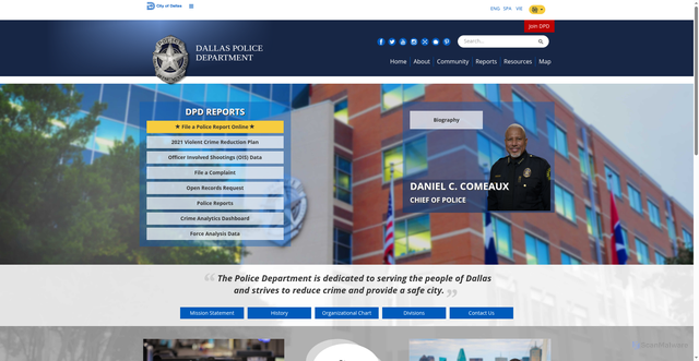 Security scan screenshot of https://dallaspolice.net/