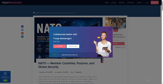 Security scan screenshot of https://www.troopmessenger.com/blogs/nato