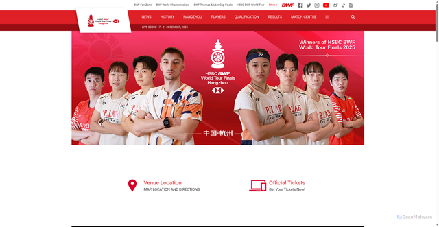 Security scan screenshot of https://bwfworldtourfinals.bwfbadminton.com