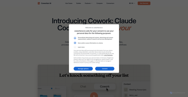 Security scan screenshot of https://coworkerai.io/