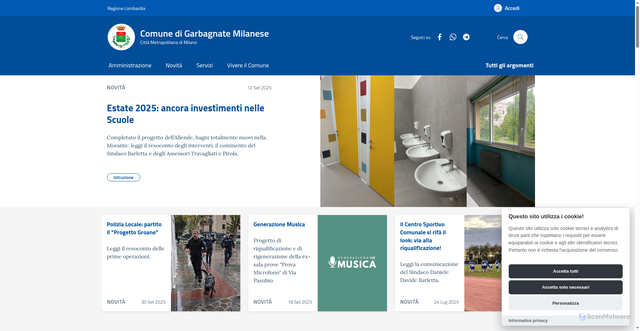 Security scan screenshot of https://comune.garbagnate-milanese.mi.it/