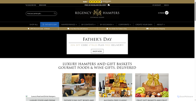 Security scan screenshot of https://regencyhampers.com