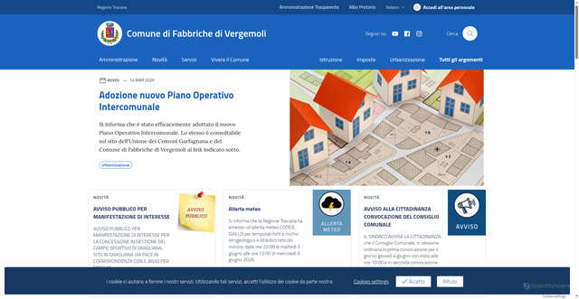 Security scan screenshot of https://www.comune.fabbrichedivergemoli.lu.it