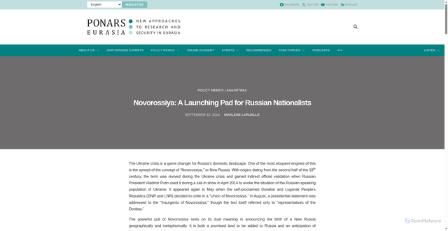 Security scan screenshot of https://www.ponarseurasia.org/novorossiya-a-launching-pad-for-russian-nationalists/