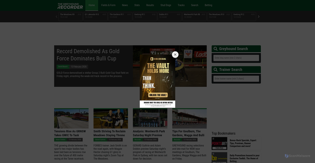 Security scan screenshot of https://www.thegreyhoundrecorder.com.au