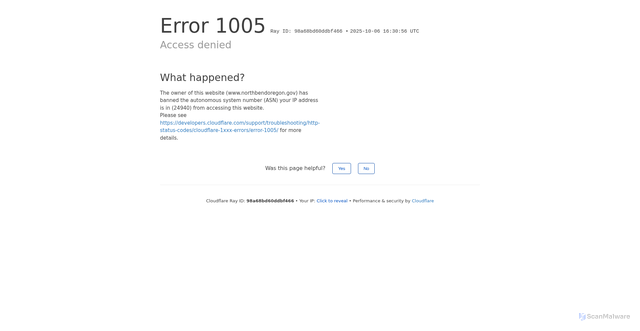 Security scan screenshot of https://www.northbendoregon.gov/