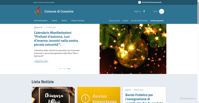 Security scan screenshot of https://www.comune.cossoine.ss.it/