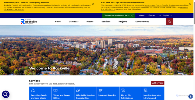 Security scan screenshot of https://www.rockvillemd.gov/