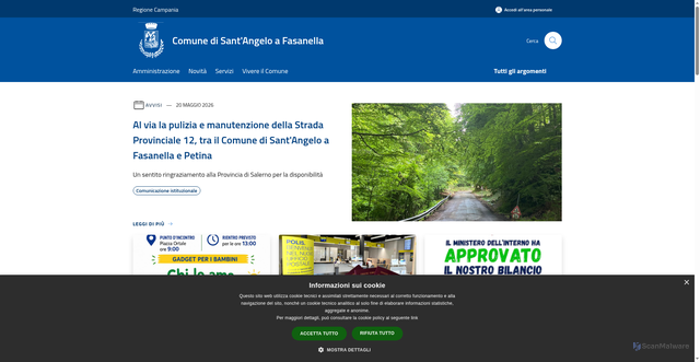 Security scan screenshot of https://www.comune.santangeloafasanella.sa.it
