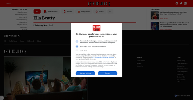 Security scan screenshot of https://www.netflixjunkie.com/tag/ella-beatty/