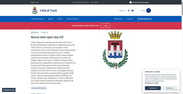 Security scan screenshot of https://www.comune.tivoli.rm.it
