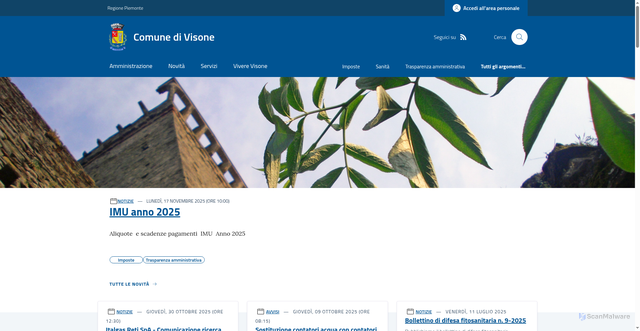 Security scan screenshot of https://www.comune.visone.al.it/