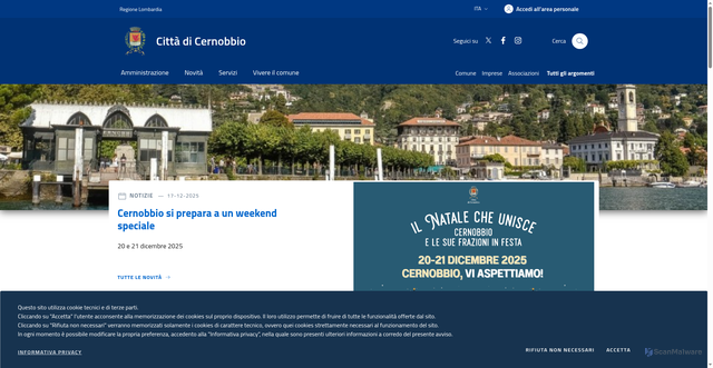 Security scan screenshot of https://www.comune.cernobbio.co.it/