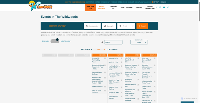 Security scan screenshot of https://wildwoodsnj.com/events-calendar/